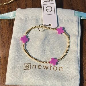 Enewton  Gold Beaded Bracelet with Purple Cross Charms